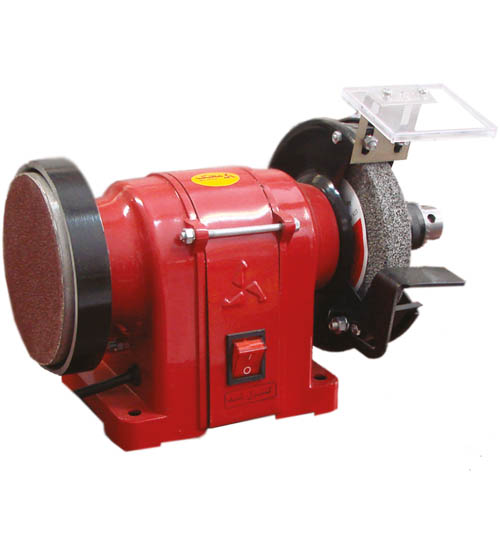 دستگاه سنگ سنباده 125 میلیمتر با سه نظام و صفحه سنباده  محک DGD-125/2